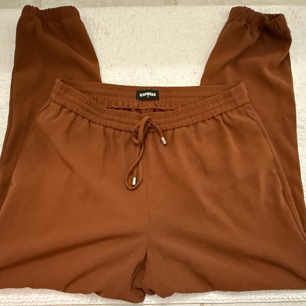 Ankle High-Rise Jogger Style Pants in Rust